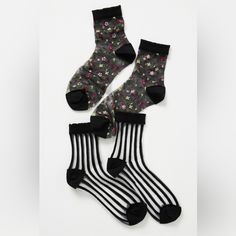 Anthropologie Set Of Two Sheer Socks Stocking Stuffers For Her, Sheer Socks, Anthropologie Accessories, Cat Socks, Cold Weather Fashion, Socks And Tights, Dress Socks, 50 Fashion, Socks Women