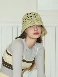 SIEOR is a global brand loved by many artists for its comfortable and simple details that harmonize with daily life.- Lightweight and comfortable to wear- Sophisticated and breathable knitting detail bucket hat- Great to match with any outfits- Daily point item Casual Solid Color Crochet Hat, Everyday Bucket Hat For Summer, Lightweight Casual Crochet Hat With Short Brim, Green Knitted Hat For Spring, Casual Knitted Wide Brim Sun Hat, Casual Lightweight Cloche Hat With Short Brim, Casual Solid Bucket Hat For Spring, Lightweight Casual Cloche Hat With Curved Brim, Casual Knitted Summer Hats