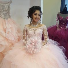 long-sleeves-ballgowns Gowns With Puffy Sleeves, Princess Corset Dress, Lace Quinceanera Dresses, Masquerade Gowns, Princess Corset, Gowns Princess, Ball Gown Quinceanera Dresses, White Quinceanera Dresses, Dress Quinceanera