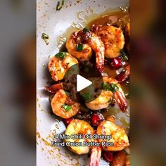 the video shows how to make grilled shrimp with cranberry sauce and herbs