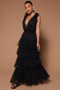 Nya Tulle Maxi Dress - Black | Fashion Nova Chic Formal Dress, Black Bridesmaid, Tulle Maxi Dress, Tulle Material, Maxi Dress Sleeveless, Black Bridesmaid Dresses, Guest Attire, Black Formal, Tulle Gown