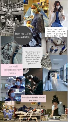 a collage of photos with people in the background and text that reads trust me, i'm a doctor