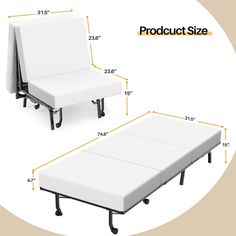 the adjustable bed frame is shown with measurements