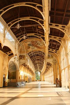 the inside of an old building with vaulted ceilings