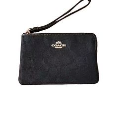 Coach Signature Logo Wristlet Black Small Purse F58033.  NICE!  VERY GOOD "Pre-owned" Condition.  Normal wear.  NO Bag Charm.  Two card slots.  Please ZOOM in on alll pictures as they are part of the description.   A friendly reminder I am a No Refund /No Return seller so serious buyers only.   Any questions or concerns will be answered and additional pictures will be taken upon request.  Thank you. Black Small Purse, Coach Wallets, Coach Wallet, Friendly Reminder, Bag Charms, Small Purse, Signature Logo, Outfits Fashion, Fashion Items