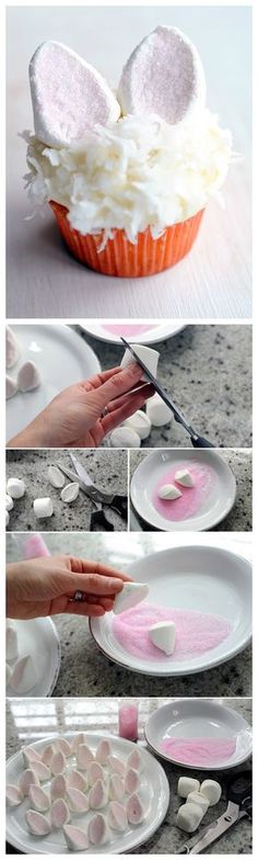 how to make cupcakes with marshmallows in the shape of hearts