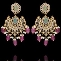 Indulge in the allure of this exquisite jewelry set and let contemporary grace redefine your fashion narrative! Radiate elegance and dangle in delight with our enchanting Esha Set – a mesmerizing blend of elegance and vibrancy meticulously crafted with sparkling zircons, complemented by the refreshing allure of mint green stones, and embellished with delicately dangling fuschia pink beads to elevate your style with the perfect harmony of sophistication and playfulness. The set includes a necklac Elegant Chandbali Jewelry With Stone Work, Elegant Chandbali Stone Work Jewelry, Luxury Diamond Jewelry Sets For Festive Season, Exquisite Cubic Zirconia Jewelry For Festive Season, Elegant Chandbali Jewelry For Reception, Exquisite Festive Cubic Zirconia Jewelry, Festive Cubic Zirconia Jewelry Sets With Elegant Design, Fusion Chandbali Jewelry For Reception, Fusion Style Chandbali Jewelry For Reception