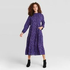 Puffed Long Sleeves, Designer Midi Dresses, Tiered Midi Dress, Peasant Dress, Sleeve Midi Dress, Midi Maxi Dress, Long Sleeve Midi, Faux Wrap Dress