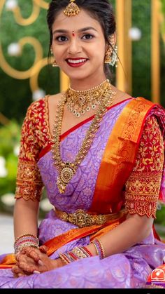 Jewellery For Pattu Saree, Indian Wedding Sarees For Bride, Pattu Bridal Sarees, Marriage Bride Sarees, Traditional Pattu Saree Blouse Designs, Wedding Pattu Sarees For Bride, Best Blouse Designs For Pattu Sarees, Bride Sarees South Indian, Purple Wedding Saree Brides