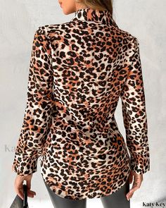 KatyKey - Exquisite Leopard Print Feature Shirt Dress with Button Detail Chic Type, Estilo Chic, Shirtdress, Style Chic, Olivia Mark, Button Detail, Dress Fabric, Type A, Sleeve Styles