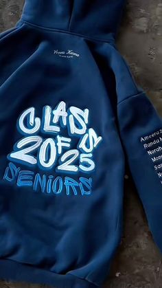 Class of 2025 seniors merch hoodie navy blue school Senior Sweaters, Grad Hoodies, Senior Hoodies Design Ideas, Senior Hoodies, Hoodies Design Ideas, Senior Year Diy, School Hoodies, Prom Jacket, Senior Sweatshirts