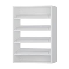 an empty white shelf against a white background