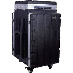 a large black case with wheels on white background