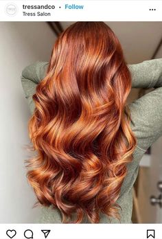 Lighter Red Hair Color, Copper Red Hair With Highlights, Ginger Hair With Lowlights, Red Bayalage, Copper Red Balayage, Copper Red Hair Color, Ginger Balayage, Hair Color For Fall, Cowboy Copper Hair