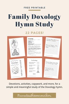 the family doxoloy hymn study is shown with instructions for each page