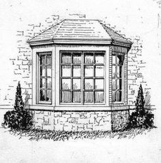 a drawing of a gazebo in front of a brick building