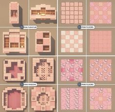 the instructions for how to make a pixel art piece with pink flowers and hearts on it