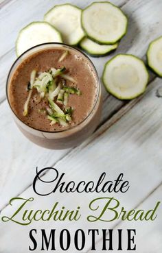 chocolate zucchini bread smoothie with sliced cucumbers