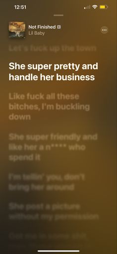 an iphone screen with the text, she's super pretty and handle her business