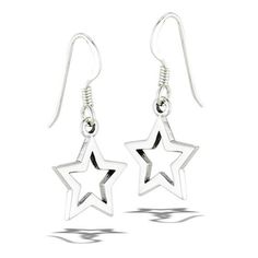 Sterling Silver Dangle Chunky Open Star Wired Hook Nigh Sky Earrings 925 New Jewelry Female Unisex All our silver jewelry is crafted from .925 silver also commonly referred to as sterling silver. Sterling silver is the standard for beautiful high-quality silver jewelry and can not be replicated by lower priced silver plated jewelry. It is 92.5% pure silver, mixed with alloys to add strength and durability to stand the test of time. We promise superior service which includes fast shipping, great White Star Earrings, Silver Christmas Earrings, Star Earrings Silver, Star Earrings Dangle, Earring Star, Star Accessories, Star Earring, Silver Star Earrings, Cute Star