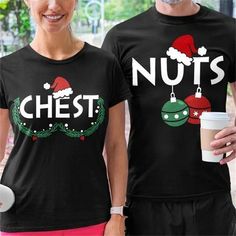 Chest Nuts Funny Matching Chestnuts Christmas Couples Nuts T-Shirt Tee Blouse - funny t-shirt Snowman Couples Shirts, Chest Nuts Pajamas, Chest Nut Sweater, Christmas Tee Shirts For Men, Matching Couple Shirts For Christmas, Matching Christmas Shirts Couples Casual, Cute Matching Christmas Shirts, Matching Christmas Shirts Holiday, Adult Matching Christmas Shirts