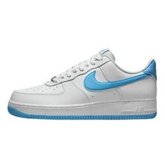 Men's Nike Air Force 1 '07 White/Aquarius Blue-White Size: 12.  Gender: male.  Age Group: adult.