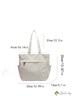 BirdinBag - Versatile Minimalist School Bag for College, University, and High School Students - Ideal for On-the-Go White Portable Shoulder Bag For Everyday Use, Everyday White Portable Shoulder Bag, Everyday Portable White Shoulder Bag, Daily Shoulder Bag With Zipper Pocket, Portable Softback Shoulder Bag For Everyday, Everyday Portable Softback Bag, Portable Everyday Softback Bag, Portable Softback Everyday Bags, Daily Tote Bag With Zipper Pocket