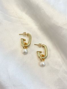 Hoop pearl dangle 14k gold filled Gold Filled, Gold