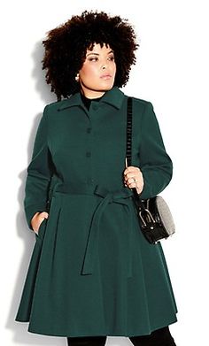 Plus Size Green Wide Collar Coat Green Faux Fur Coat, Red Blazer Jacket, Jade Dress, Spotted Dress, Chic Blazer, Collar Coat, Plus Size Outerwear, Plus Size Coats, Green Coat