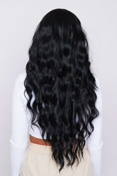 Long Black Curly Hair, Black Wavy Hair, Jet Black Hair, Black Curly, Black Curly Hair, Black Wig, Long Black Hair, Hair Density