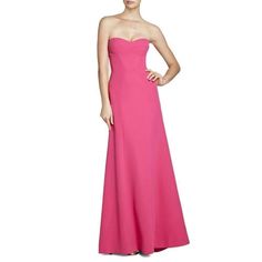 You'll love the confident feeling you get as you enter the room in this figure-flattering fitted bustier gown. Sweetheart neck. Strapless. Fitted bustier. Center front ruching at chest. Open back. Concealed center back zipper with hook-and-eye closure. Crepe: Polyester, Spandex. Crepe de chine: Polyester. Hand Wash. Strapless Fitted Maxi Dress, Strapless Evening Dress With Lined And Fitted Bodice, Strapless Dress With Sweetheart Neckline For Evening, Formal Strapless Dress With Sweetheart Neckline And Fitted Bodice, Fitted Sweetheart Neckline Evening Dress, Fitted Strapless Dress With Lined Bodice For Gala, Strapless Fitted Bodice Dress With Pleated Bodice For Bridesmaids, Strapless Gown With Pleated Fitted Bodice, Strapless Dress With Ruched Fitted Bodice