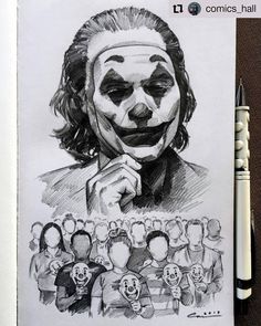 a pencil drawing of the joker from it's movie, it's always fun to draw