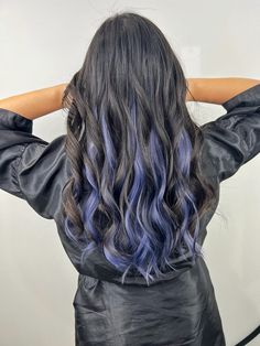 Blue Peek A Boo Hair, Blue Black Peek A Boo Hair, Dusty Blue Peekaboo Hair, Peek A Boo Blue, Electric Blue Peekaboo Hair, Nyc Hair Salon, Hair Color Underneath, Peekaboo Hair, Professional Stylist