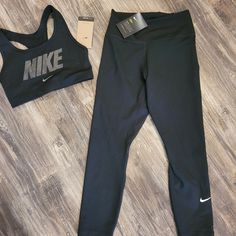 New Nike Black Training / Running / Athletic Pants Black Swoosh Sports Bra Bundle. Xs Nike Sporty Leggings For Sports, Nike Sporty Workout Pants, Nike Go-dry Workout Pants, Nike Black Running Activewear, Nike Athleisure Workout Pants, Nike Bottoms Medium Support For Sports, Nike Black Leggings For Gym, Nike Black Stretch Activewear, Nike Casual Running Leggings