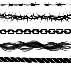 various barbed wire designs on white background