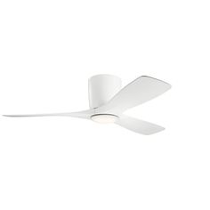 a white ceiling fan with two blades on it's sides and one light on the side