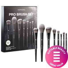 An eight-piece brush set of Sephora’s PRO Brushes ideal for creating a full-face look, packaged in a vegan leather pouch.What Else You Need to Know: This is an eight-piece makeup brush set of bestselling PRO foundation, powder, blush, highlight, concealer, shadow, crease, and brow brushes. The brushes’ synthetic bristles are soft, vegan, cruelty-free, and perfect for any formula.This Set Contains:- PRO Foundation #56- PRO Concealer #57- PRO Powder #59- PRO Highlighter #98- PRO Blush #93- PRO Shadow #15- PRO Crease #27- PRO Brow #20 Best Makeup Brush Sets, Diy Lip Balm Recipes, Makeup Brush Set Best, Pro Concealer, Lip Balm Recipes, Best Makeup Brushes, Diy Lip Balm, Brush Sets, The Best Makeup