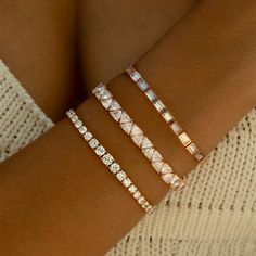 Baguette Tennis Bracelet, Future Accessories, Bunny Bracelet, Eternity Bracelet, Trillion Diamonds, Dangle Bracelet, Diamond Bracelet Design, Diamond Initial Necklace, Anita Ko