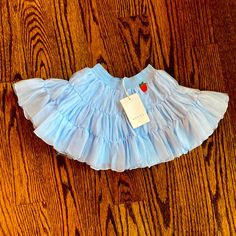 Brand New With Tags! Casual Gucci Blue Bottoms, Cute Blue Ruffled Skirt, Playful Blue Ruffled Bottoms, Playful Fitted Blue Skirt, Playful Blue Skirt For Spring, Spring Gucci Fitted Skirt, Gucci Fitted Skirt For Spring, Spring Fitted Gucci Skirt, Blue Tulle Skirt