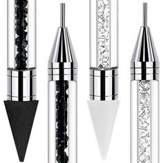 WHY CHOOSE VEGCOO? VEGCOO's diamond painting pens are studded with sparkling rhinestones, available in a variety of colors. Our drill pen has two tips, the wax tip can take the drill directly without glue, and finish the drawing of the diamond faster; the stainless steel tip needs clay to pick up the drill. FOR NAIL ART The drill pen can be used for nail art to make your nails shine and look more artistic. FOR DIAMOND PAINTING The drill pen can be used to take drills in the diamond painting, mak Nail Art White, Diamond Painting Tools, Diamond Pen, Crafts Painting, Art & Craft Kit, Art Pen, Painting Accessories, Art Pens, Cross Paintings