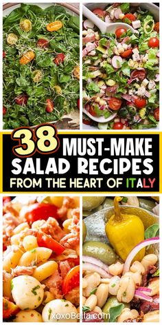 Salad recipes from Italy Best Italian Salad, Italian Salads, Italian Salad Recipes, Tomatoes And Mozzarella, Bean Salads, Slaw Dressing, Mozzarella Recipes, Savory Salads