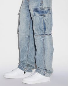 The Riot Cargo Pant Dynamo is a relaxed fitted cargo pant made from a heavyweight aged indigo denim. Finished with the signature t-box and 4x4 embroidery, this pant features 6 pockets including two large cargo side pockets, elastic hems and a button fly closure at the front. 6 Pocket Cargo Pants, Spray On Jeans, Short Denim Skirt, Indigo Denim, Acid Wash Jeans, High Rise Denim Shorts, Cargo Pocket, Boot Cut Denim, Cargo Pant