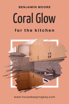 Coral Glow 026   for the Kitchen by Benjamin Moore White Marble Countertops, Stainless Steel Appliances, Marble Countertops