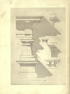 an old architectural drawing shows the details of columns and balconies in different stages of construction