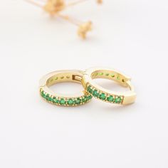 May Birthstone Emerald Hoop Earring , 10K 14K 18K Earring Solid Gold, Sleeper Earring Huggie, 6mm 7mm 9mm hoop  Sizes of the *Outer* diameter of the May Birthstone (Emerald tone CZ) Hoop Earring * 0.35inch / 9mm (small size) *Cartilage Helix Forward Helix  Daith Tragus, Nose, 2ndEarlobe * 0.38inch / 10mm (medium size) *Cartilage Helix Forward Helix  Daith Tragus, Nose, 2ndEarlobe * 0,45inch / 11mm (large size) *Cartilage Helix Forward Helix  Daith Tragus, Nose, Earlobe  Sizes of the *Inner* diam May Birthstone Huggie Earrings, Everyday Green Huggie Earrings, Green Small Hoop Huggie Earrings For Anniversary, Anniversary Huggie Earrings With May Birthstone, Anniversary Gift May Birthstone Round Huggie Earrings, Hypoallergenic Round Hoop Earrings For May Birthstone, Green Round Huggie Earrings As Gift, Green Round Huggie Earrings For Gifts, Emerald Earring