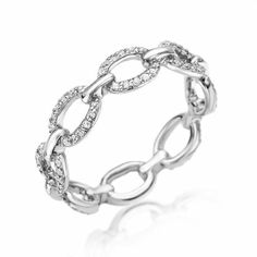 Classic Chain Link Eternity Band – Liven Company Metal Chain Link, Handcrafted Rings, Eternity Band, Micro Pave, Gold Platinum, Conflict Free Diamonds, Eternity Bands, Chain Link, Women Rings