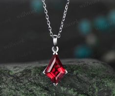 ***This stunning red ruby necklace features a 14k rose gold chain and kite-cut red ruby stone, which is minimalist and stylish. Perfect for the modern woman looking for a unique and elegant daily wear necklace***- Metal: Solid gold(9K/14K/18K white/yellow/rose gold),925 sterling silver, platinum available- Main Stone: 7x10mm kite cut lab red ruby- Chain: 16+2 inches. The chain can be adjustable to 18 Inches.- Can be personalized: Yes Ruby Pendant Jewelry For Valentine's Day, Rose Gold Ruby Jewelry For Valentine's Day, Formal Jewelry Pendant For Valentine's Day, Formal Pendant Jewelry For Valentine's Day, Valentine's Day Formal Jewelry Pendant, Fine Jewelry Lab-created Ruby Necklaces For Wedding, Fine Jewelry Red Dangle Earrings, Fine Jewelry Wedding Necklace With Lab-created Ruby, Formal Ruby Jewelry With Faceted Details