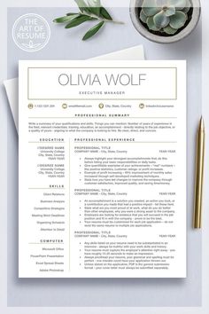 a professional resume template with gold accents on the cover, and a pen next to it