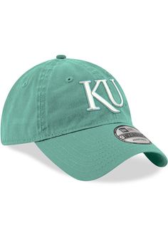 This Kansas Jayhawks Green Adjustable Hat features a team logo embroidered on the front. Casual Fitted Hat For Sports Events, Team-colored Cotton Hats With Curved Brim, Casual Curved Bill Hats For Sports Events, Green Casual Fitted Hat For Sports Events, Casual Green Fitted Hat For Sports Events, Collegiate Dad Hat With Curved Brim Fan Gear, Curved Brim Hats With Team Logo For Fans, Collegiate Dad Hat With Curved Brim For Fan Gear, Collegiate Cotton Hats For Outdoor