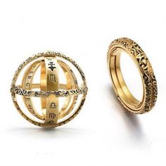 Celestial Sphere: Golden Astronomical Ball Rotating Ring-Fashion Rings-StylinArts Universe Ring, Celestial Globe, Sphere Ring, Celestial Symbols, Armillary Sphere, Celestial Sphere, Rotating Ring, Mesmerizing Beauty, Vintage Elegance